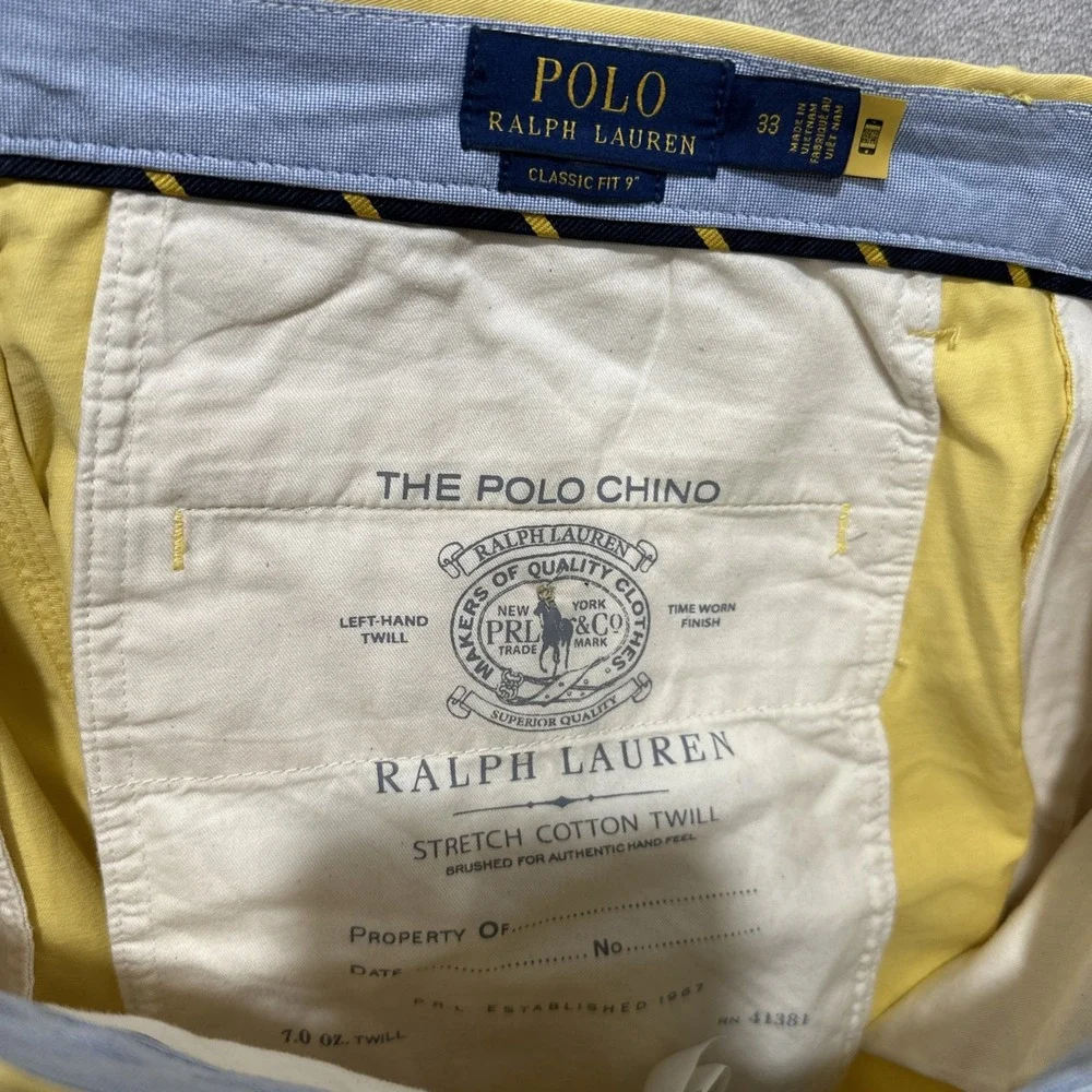 Polo‎ Ralph Lauren The Polo Chino Stretch Cotton Twill Men's 33 Yellow Classic
